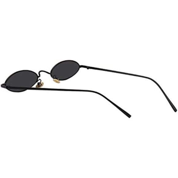 Vintage Oval Sunglasses For Women - Small Metal Frames, UV Protective Coating - Picture 2 of 5